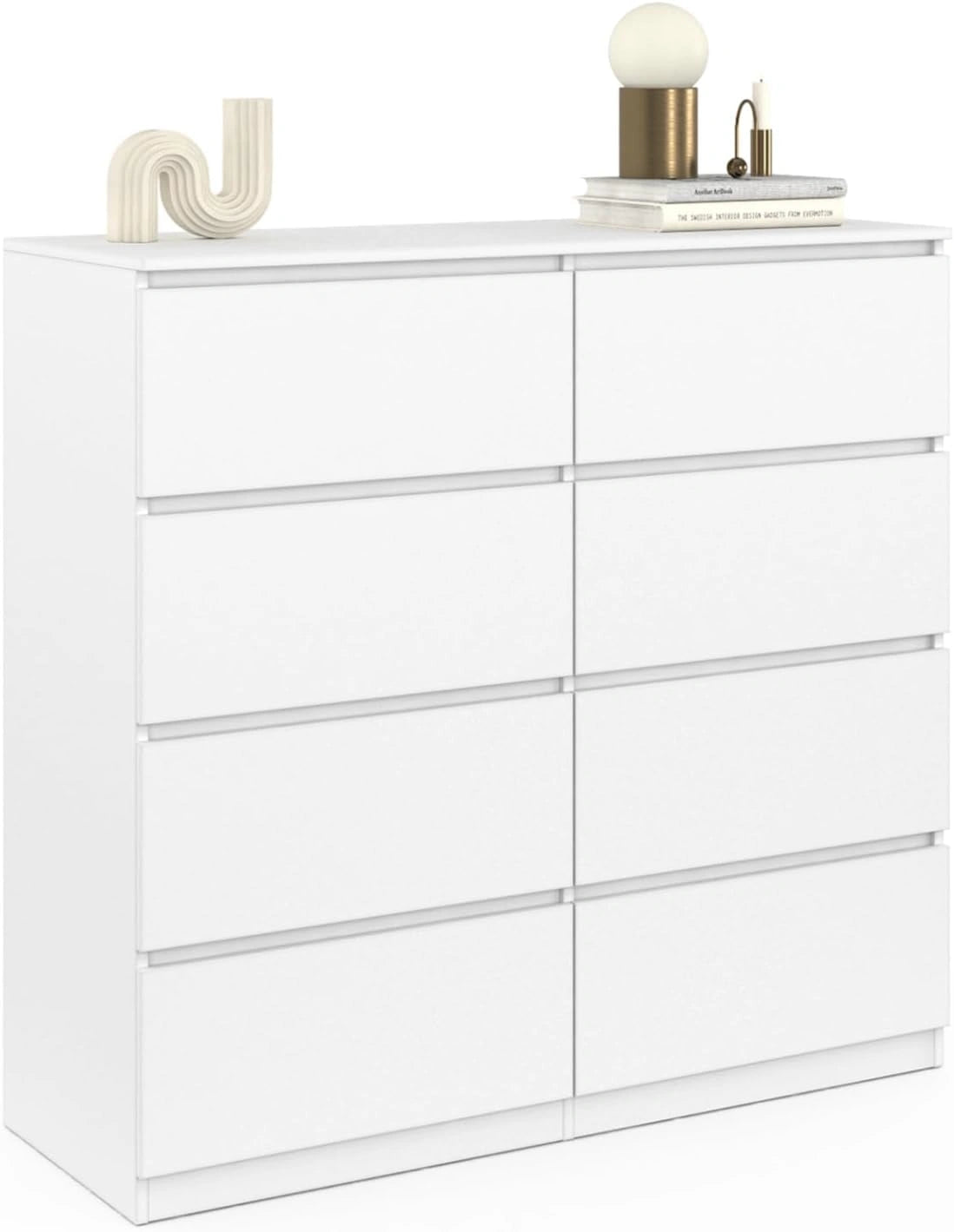 Commode TOMI 8 Tiroirs 110 cm en Bois Blanc