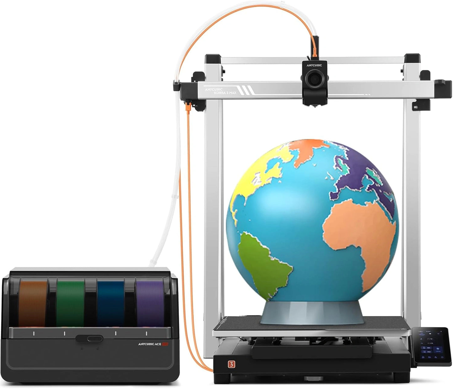 Anycubic Kobra 3 Max Combo Imprimante 3D, Impression Multicolore Rapide, 600 mm/s Vitesse, Auto-Nivellement, Grand Volume 420 x 420 x 500 mm