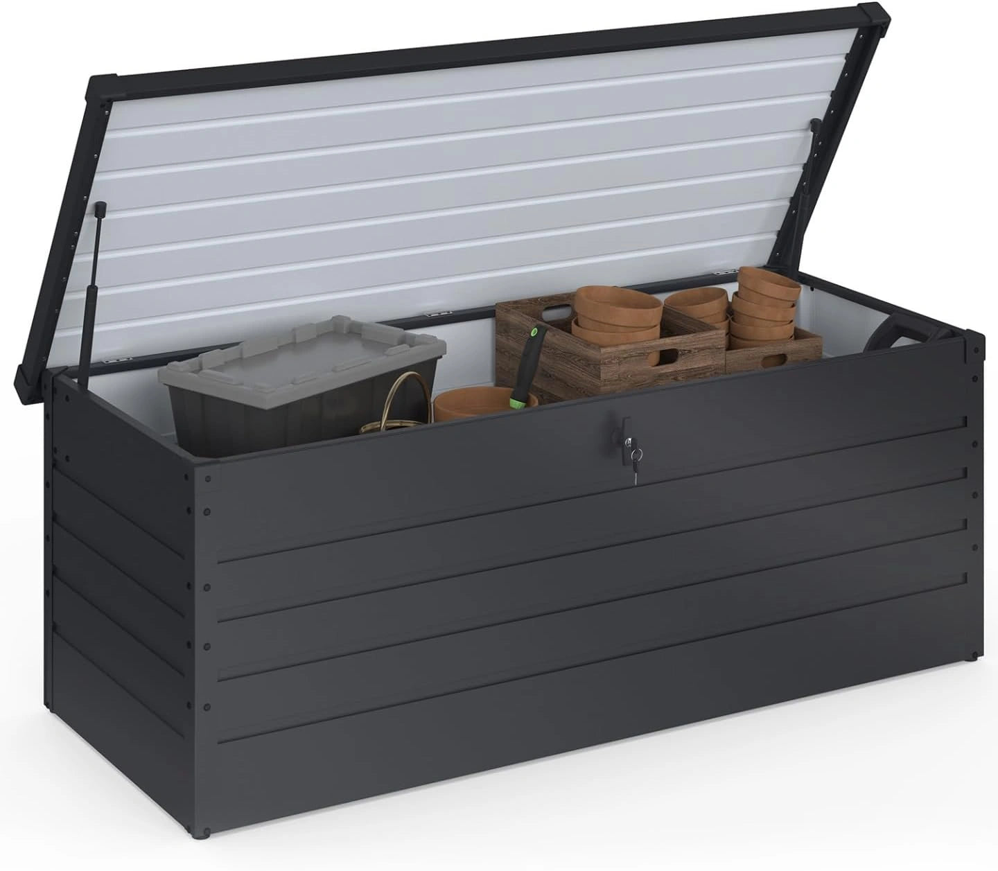 Coffre de Rangement Métal 600L Verrouillable Anthracite pour Jardin