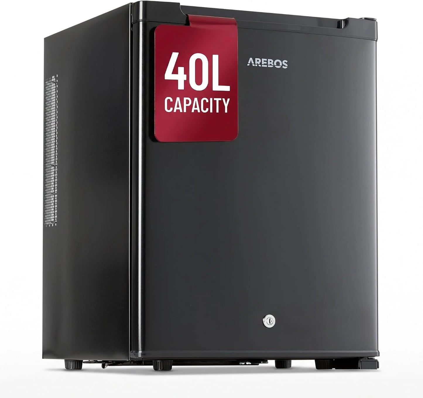 Réfrigérateur Compact 40L AREBOS avec LED et Température Ajustable, Silencieux, Verrouillable, Noir