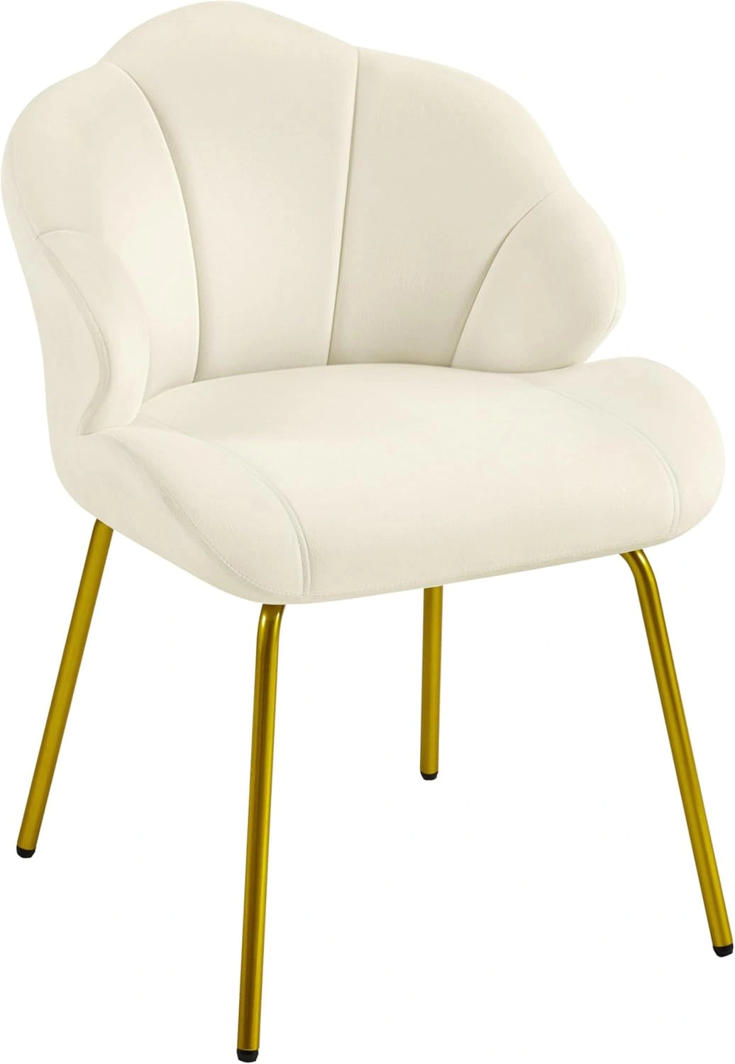 Fauteuil Moderne en Velours Beige avec Pieds en Métal Doré