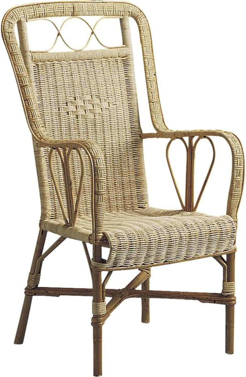 Fauteuil Empereur en Rotin Naturel pour Extérieur - Style Campagne Chic - 54x58x102 cm