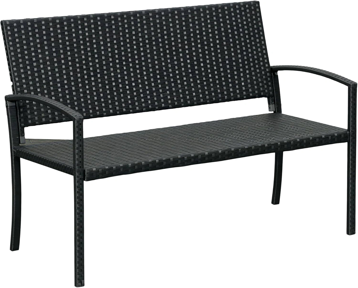 Outsunny Banc de Jardin 2 Places en Résine Tressée Effet Rotin Noir