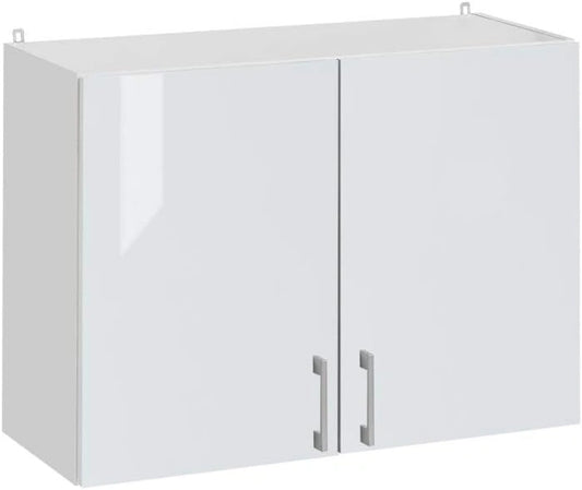 Armoire de Cuisine Murale 60 cm Blanc Brillant avec Étagère Intégrée