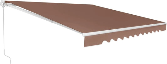 Auvent Rétractable Manuel 3x2,5M, Tissu Anti-UV Étanche, Structure en Aluminium, Terrasse et Jardin (Brun)