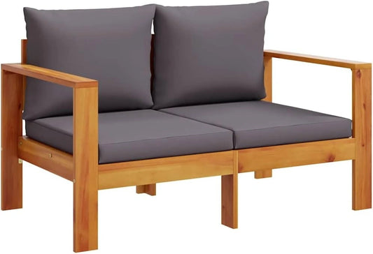Sofa de Jardin 2 Places en Bois d'Acacia avec Coussins