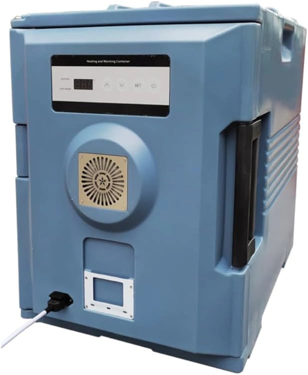 Conteneur Isotherme Professionnel 90L - Température Ajustable 20-75°C - Bacs Compatibles GN 1/1 - Autonomie 8-10h - Roulettes - Puissance 350W