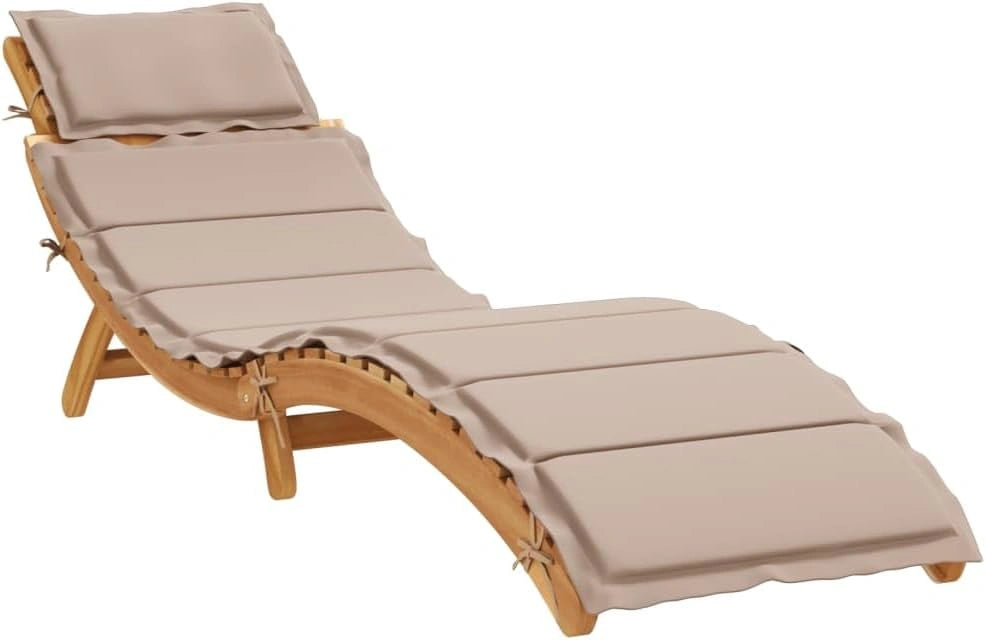 Transat en Bois d'Acacia avec Coussin Taupe Confortable