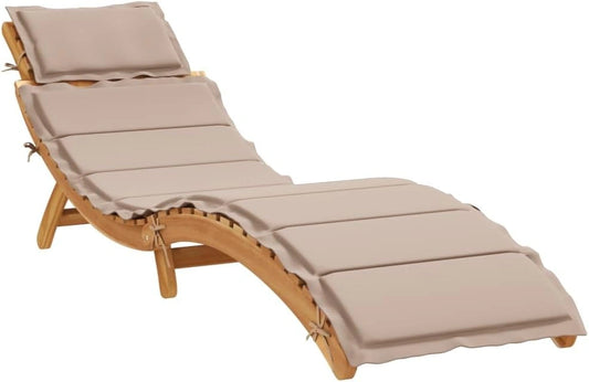 Transat en Bois d'Acacia avec Coussin Taupe Confortable