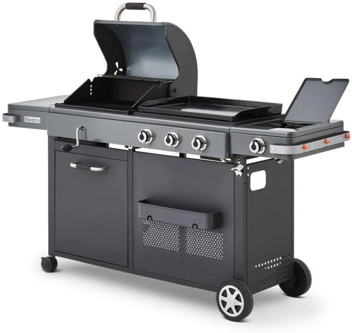 Plancha et Barbecue Bi-énergie avec Plaque et Grille en Fonte – 12,95 kW – Pour 14 Personnes