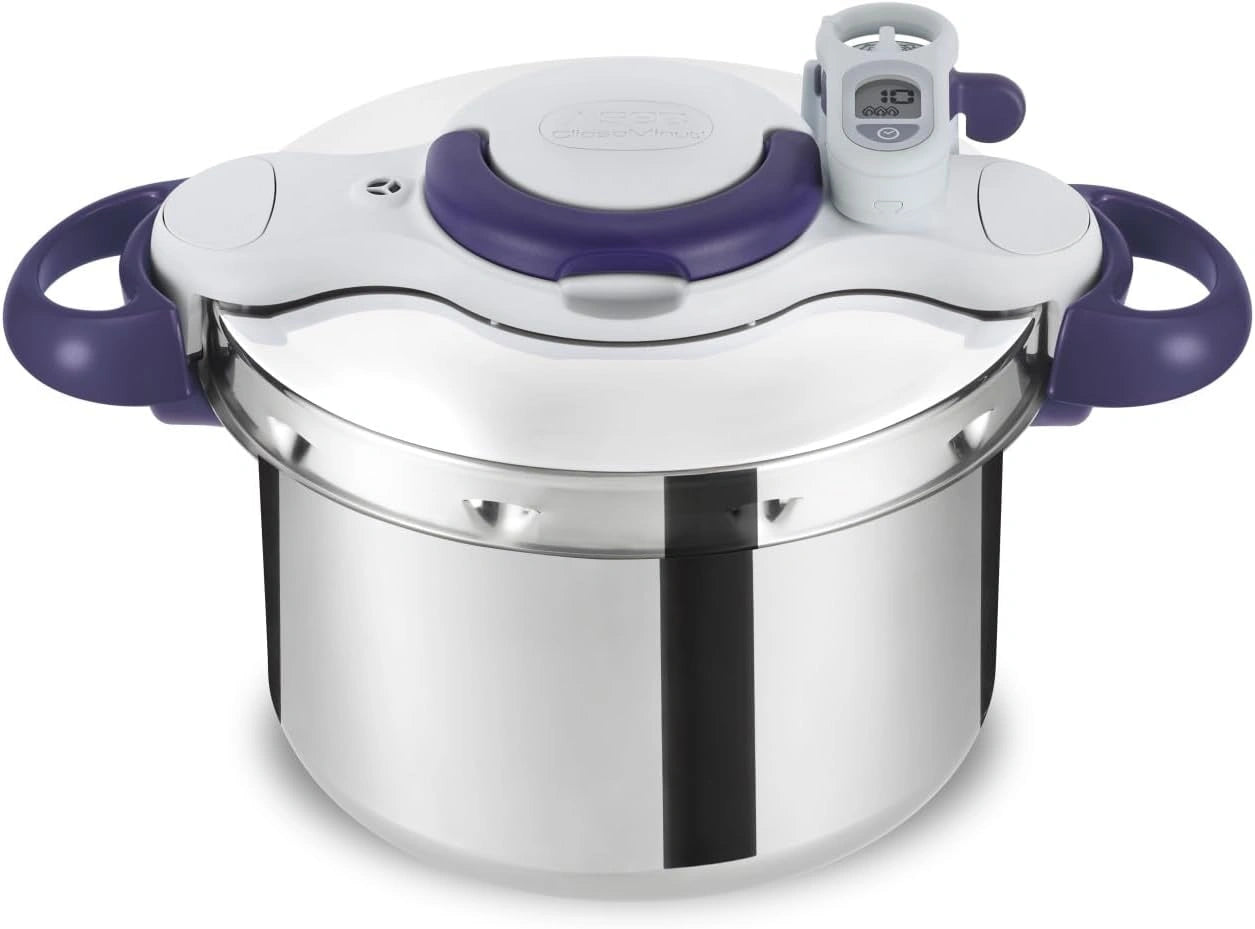 Autocuiseur Seb 6L avec minuterie et livre de recettes inclus, compatible induction, couleur violette