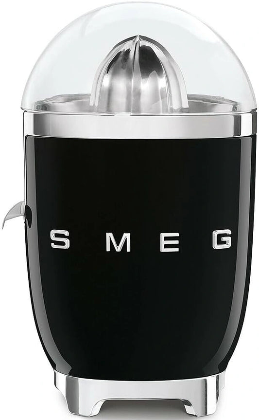 Smeg Presse-Agrumes Électrique CJF11BLEU avec Bec Anti-Goutte, Fonctionnement Automatique, Base Antidérapante, Puissance 70W, Noir