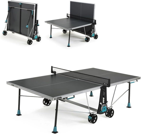 Table de Ping-Pong d'Extérieur Cornilleau 300X - Loisir de Jardin - Homologué FFTT - Panneau 5mm Gris ou Bleu