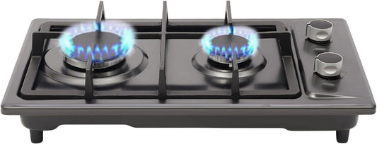 Réchaud à gaz portable 2 feux avec régulation de pression et accessoires, idéal pour le camping