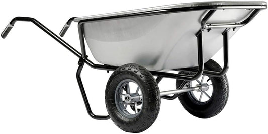 Brouette Professionnelle Twin 230L Galvanisée à 2 Roues Pneumatiques