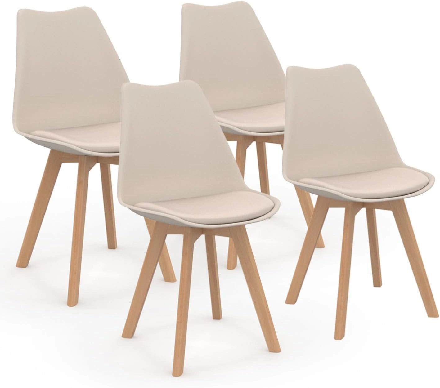 Lot de 4 Chaises Scandinaves SARA Beige pour Salle à Manger Moderne
