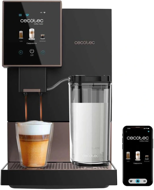 Cafetière Expresso Superautomatique Cecotec Compactccino Noir Rose avec Écran TFT et Connectivité Wi-Fi