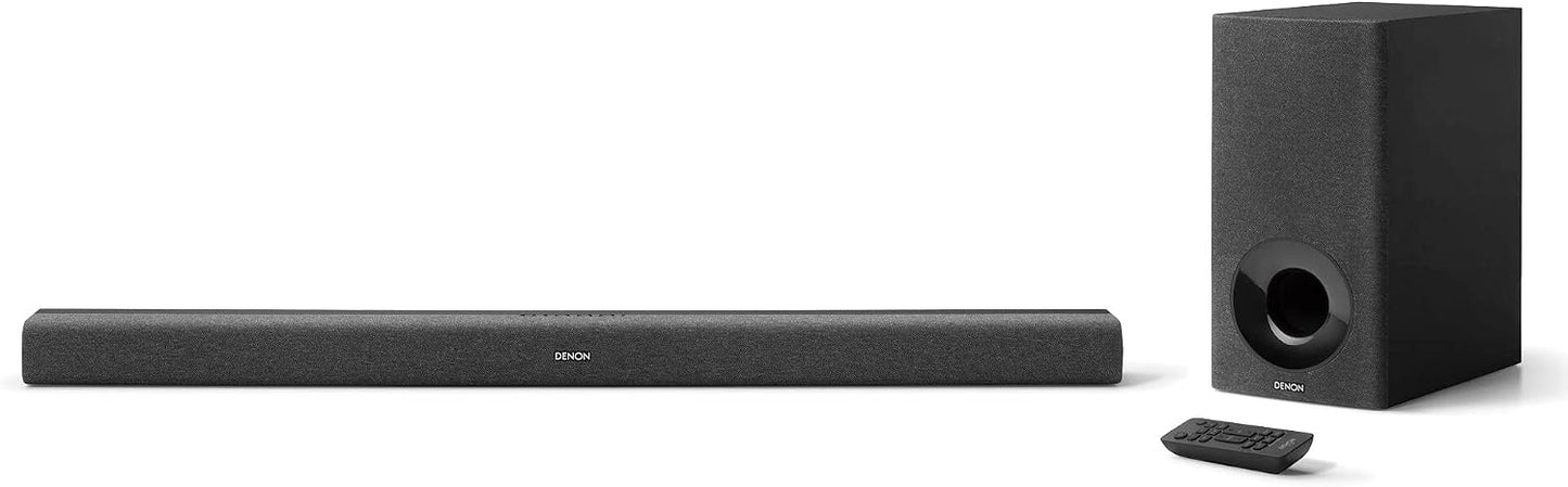 Barre de Son Denon DHT-S416 2.1 avec Caisson de Basses Sans Fil, Chromecast Intégré, WiFi, Bluetooth, Dolby Digital, HDMI Arc, Entrée Optique - Noir