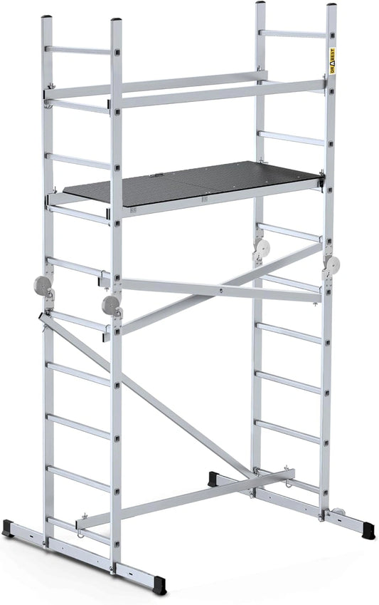 Échafaudage Mobile en Aluminium DRABEST IKAR - Structure Solide - Montage Rapide - Dimensions 1,5 x 3 x 1,1 m - Polyvalent et Résistant - Charge Maximale 150 kg