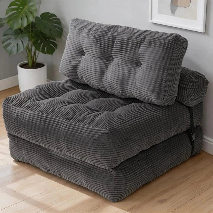 Canapé-lit Convertible avec Matelas et Oreiller Confortables, Fauteuil Relax pour Salon et Chambre (Gris)