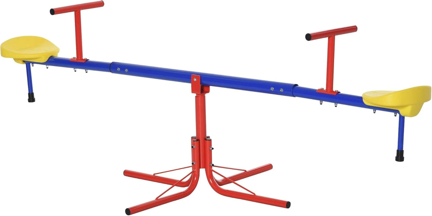 Outsunny Balançoire Rotative 360° pour Enfant 3-8 Ans, Construction Métallique et PP, Multicolore