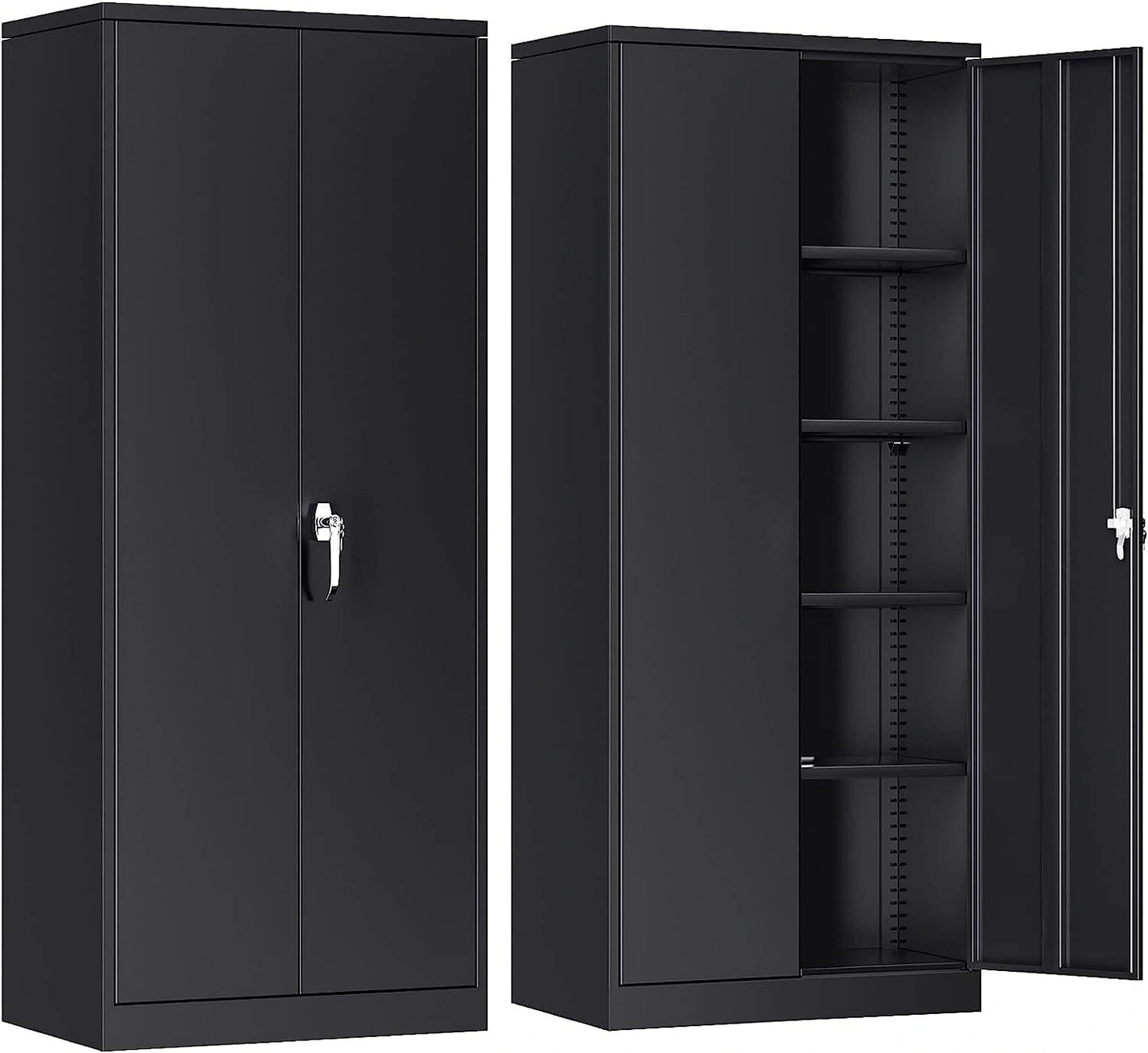 Armoire métallique SUPEER avec étagères ajustables - Rangement industriel noir 180x80x40 cm