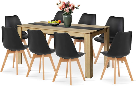 Salle à manger 8 places: Table en chêne et chaises modernes