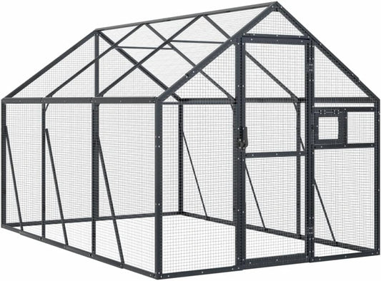 Grande Volière Extérieure en Aluminium pour Oiseaux - 1,79x3x1,85 m - Couleur Anthracite