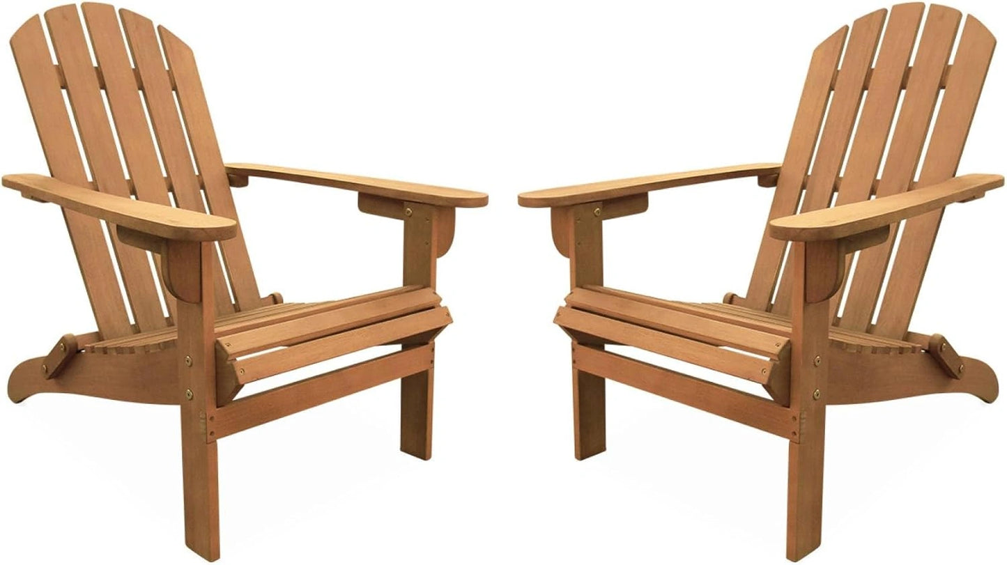 Lot de 2 chaises de jardin en bois Adirondack Salamanca en eucalyptus