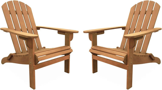 Lot de 2 chaises de jardin en bois Adirondack Salamanca en eucalyptus