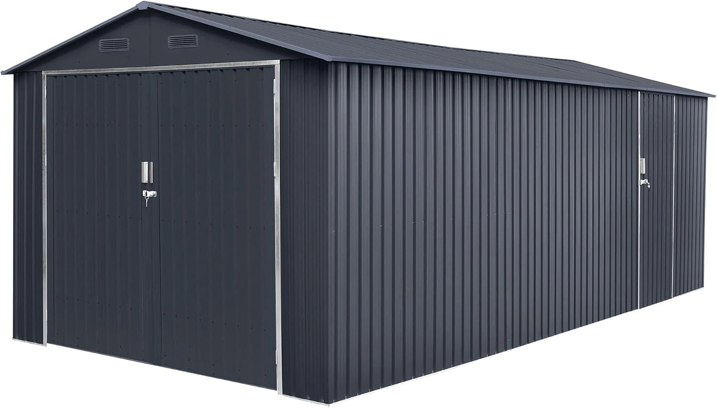 Abri de Voiture Métallique Tonsberg 18 m² - 602 x 300 x 232 cm - Sécurité Renforcée - Résistance aux Intempéries - Ventilation Anti-Condensation