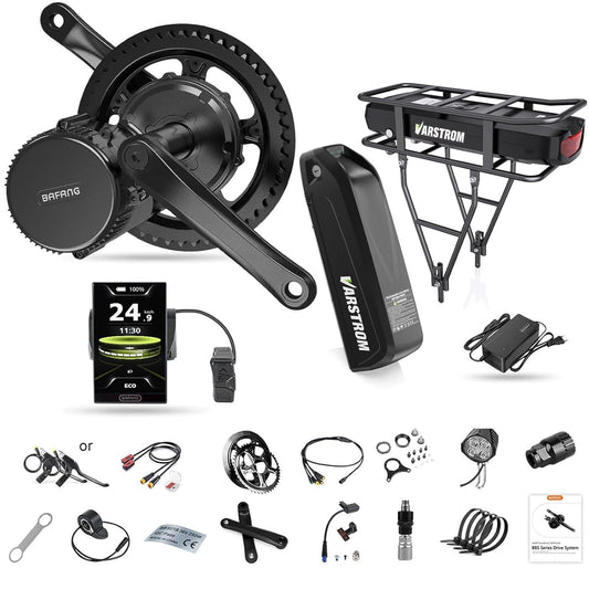 Kit de Conversion Vélo Électrique Bafang avec Moteur 36V/48V et Batterie, Compatible Montagne et Écran Optionnel