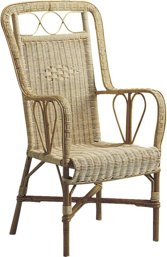 Fauteuil Empereur en Rotin Naturel pour Extérieur - Style Campagne Chic - 54x58x102 cm