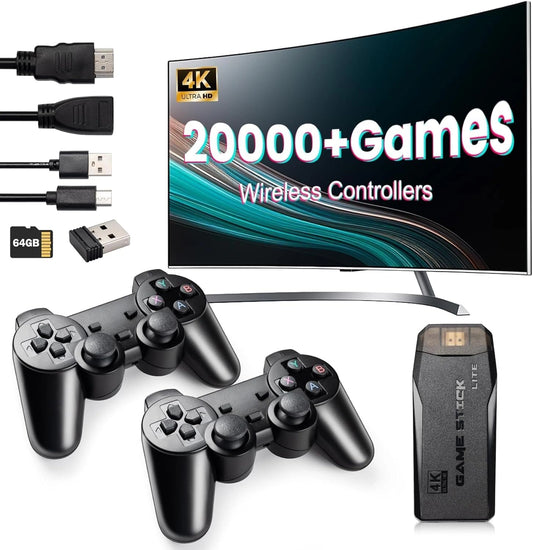 Console de Jeu Rétro 128 Go avec 21 000+ Jeux, 2 Manettes, Clé HDMI 4K, Plug & Play