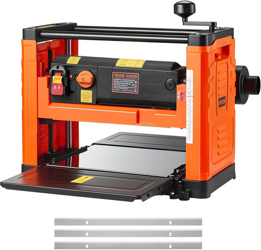 Raboteuse Électrique VEVOR 2000W, Largeur 33cm, 3 Lames, 23500 RPM, Double Rouleau, Protection Surcharge, 2 Vitesses, Pour Bois Dur et Tendre