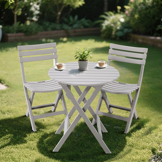 Set de Bistro Pliante 3 Pièces en Plastique - Table et Chaises avec Dossier pour Extérieur et Intérieur