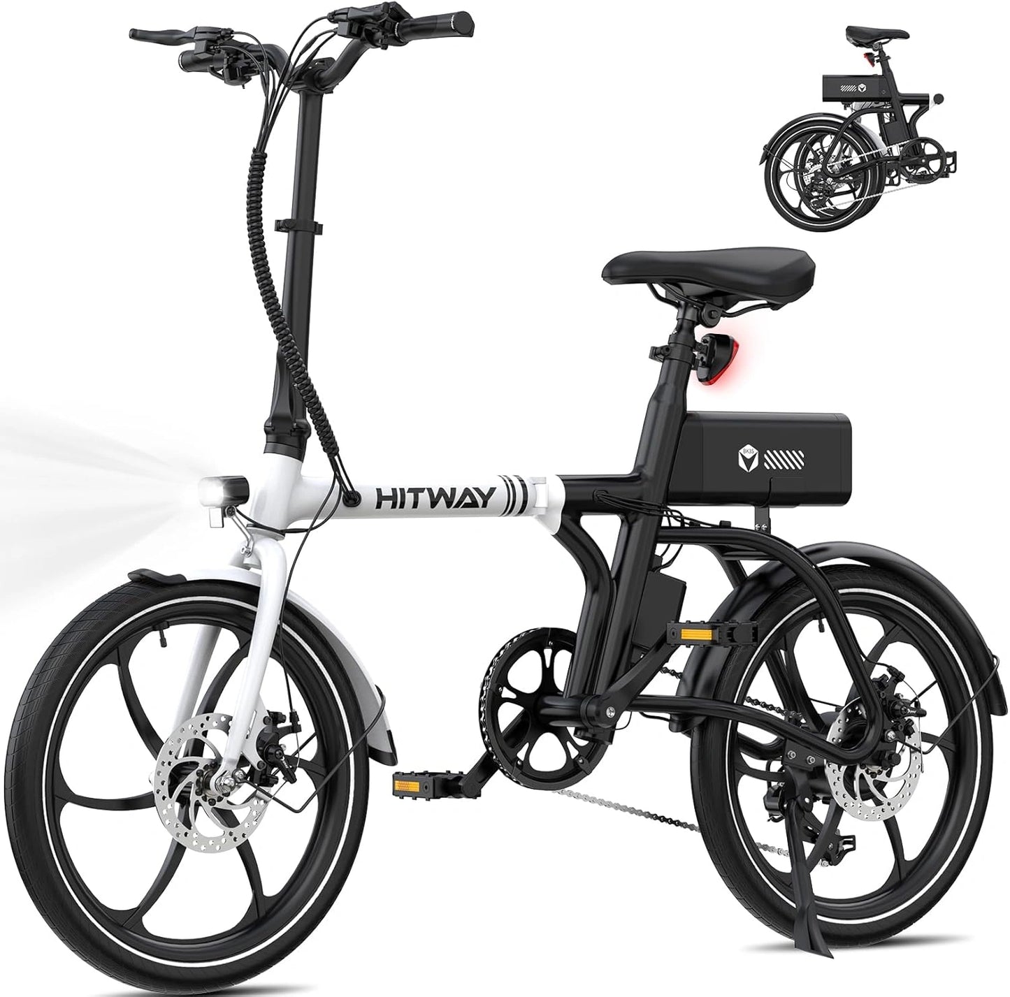 Vélo Électrique Pliable HITWAY 250W, Roues 16/20 Pouces, Vitesse 25km/h, Batterie 36V 9Ah, Autonomie 35-70km, E-Bike Urbain pour Adultes