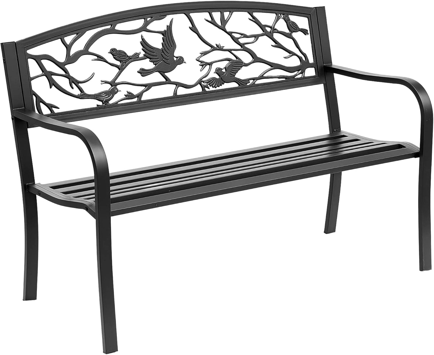 Banc de Jardin Rustique Chic 2 Places en Métal Noir Anticorrosion - Outsunny 127x60x85 cm