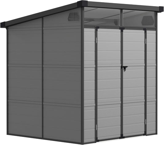 Outsunny Abri de Jardin Polypropylène 3,24 m² avec Double Porte, Fenêtres et 2 Aérateurs, 190 x 191 x 215 cm, Gris Clair