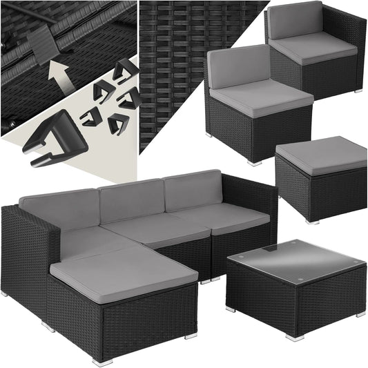 Ensemble de Salon de Jardin en Rotin 4 Places - Canapé, Fauteuils, Pouf et Table