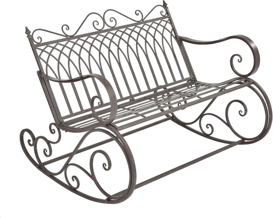 Banc de Jardin Vintage en Métal pour 2 Personnes - Capacité 200 kg - Vert Foncé et Gris Patiné
