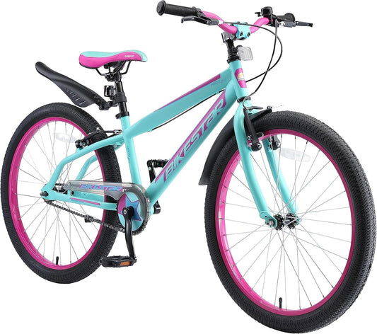 Vélo Enfant 24 Pouces avec Freins pour 10-13 Ans - Turquoise & Baie